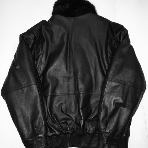 Vintage 90s Manart Reversible Black Leather Coat Black Faux Fur Coat Zip Up XL - Picture 16 of 16